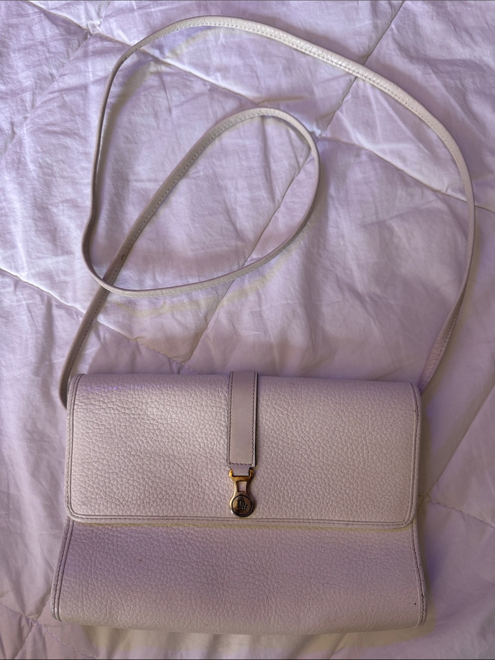 Christian Dior reproduction White Pebbled Leather Crossbody Bag